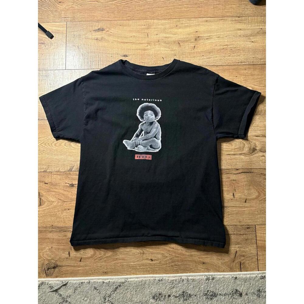 Black Graphic Hanes Men's Large T-Shirt - Baby Notorious B.I.G. Big Poppa Rap